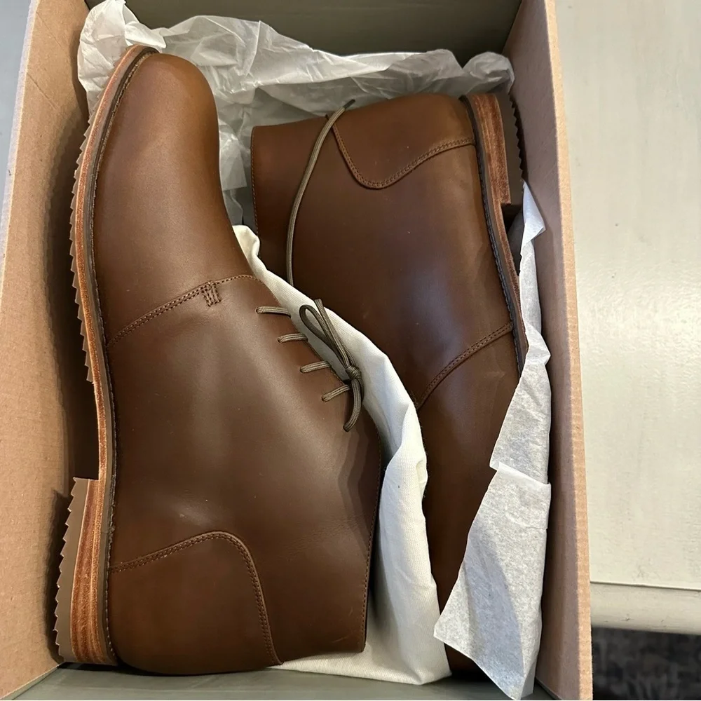 Nisolo Men's Everyday Chukka Lace-Up Boots in Brown Leather Sz 12 NIB